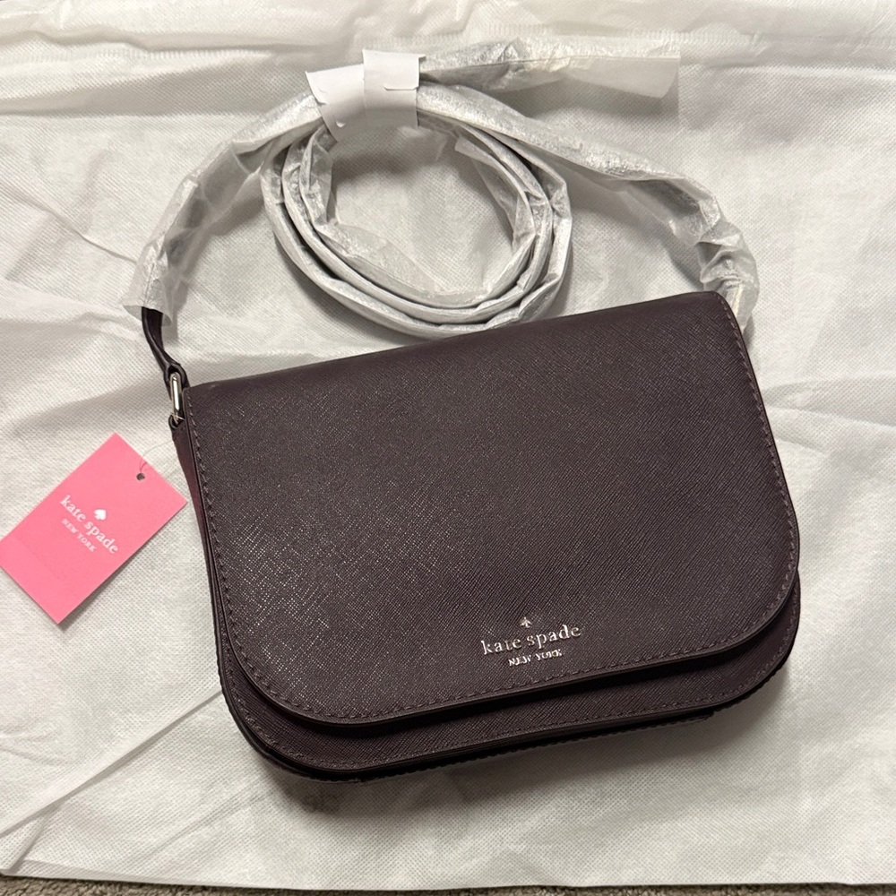 kate spade chocolate cherry Saffiano Crossbody Bag